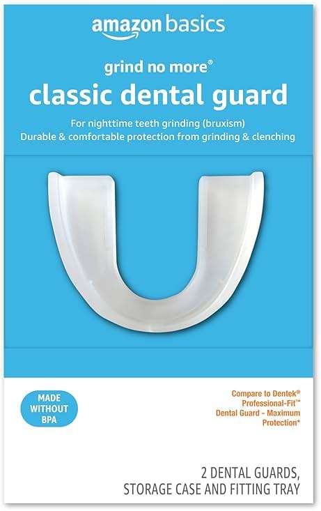 Amazon Basics Rest Assured Grind No More Classic Dental Guard, Teeth Grinding Protection, Bruxism Night Guard, Moldable Custom-Fit, Storage Case and Fitting Tray, 2 Pack - Image 1
