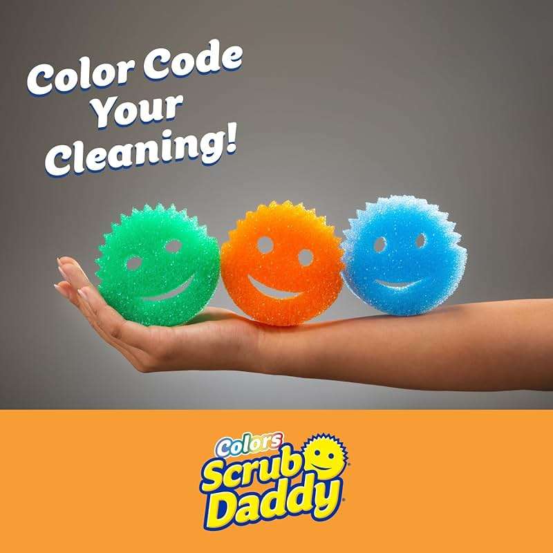 Scrub Daddy Colors Kitchen Sponges - Scratch-Free Dishwashing Sponges & Sponge for Kitchen Sink, Bathroom & Household Cleaning - BPA-Free Polymer Foam (3 Count) - Image 2