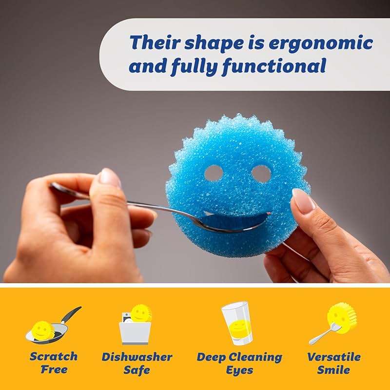 Scrub Daddy Colors Kitchen Sponges - Scratch-Free Dishwashing Sponges & Sponge for Kitchen Sink, Bathroom & Household Cleaning - BPA-Free Polymer Foam (3 Count) - Image 4