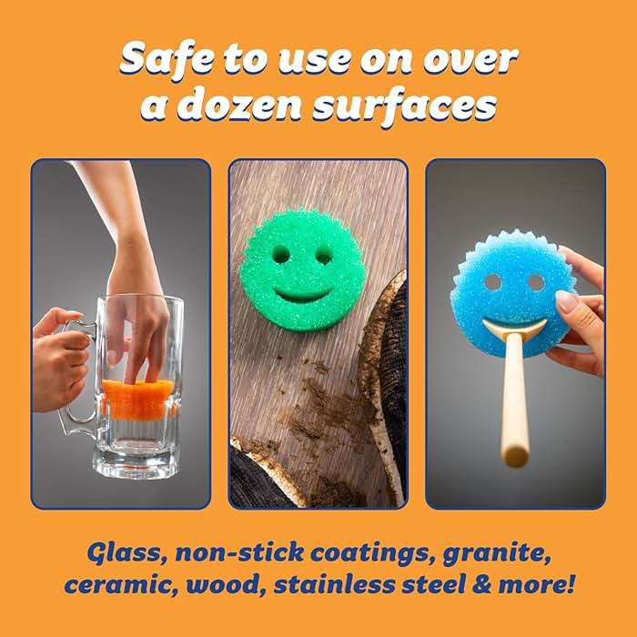 Scrub Daddy Colors Kitchen Sponges - Scratch-Free Dishwashing Sponges & Sponge for Kitchen Sink, Bathroom & Household Cleaning - BPA-Free Polymer Foam (3 Count) - Image 6
