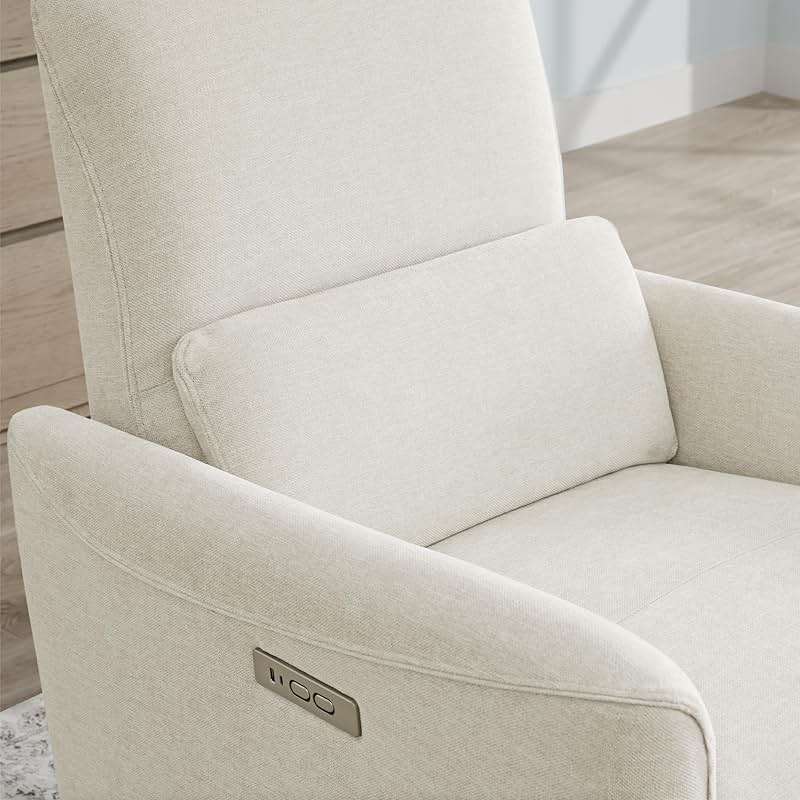 CHITA Power Recliner Chair Swivel Glider, FSC Certified Upholstered Living Room Nursery Reclining Sofa Chair with Lumbar Support, Linen - Image 8