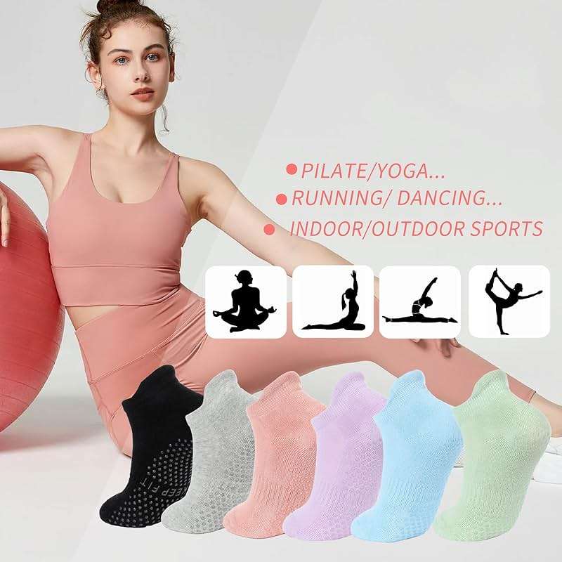 loudashuaiqi Grip Pilates Socks Non Slip Athletic Yoga Socks with Grips for Women Grippy socks for Hospital Workout Barre - Image 7