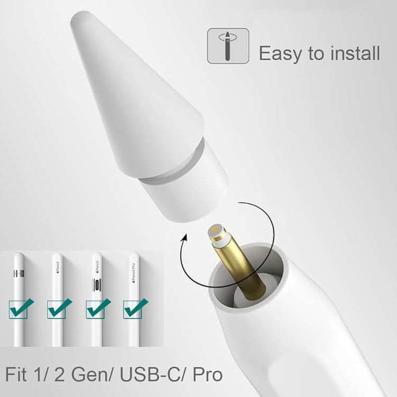 SIXFU Replacement Tips for Apple Pencil 2nd Generation/ 1st Generation Tips, iPencil Nibs Accessories for iPad Pro Pencil 2/1 Gen(4 Pack) - Image 2