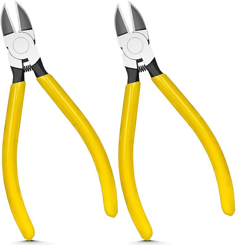 Hanpex 6in. Wire Cutters Set, Ultra Sharp Small Side Cutter Clippers with Spring Loaded, Flush Cutting Pliers, Diagonal Cutting Plier for Jewelry Making, Crafting, Electrical, 2 Pack - Image 1
