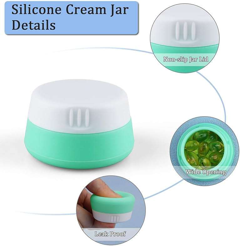 Kitchen GIMS Travel Containers for Toiletries 6 Pack 0.7oz TSA Approved Size Silicone Jars With Lids Leak-proof Accessories for Cosmetic Makeup Cream - Image 3