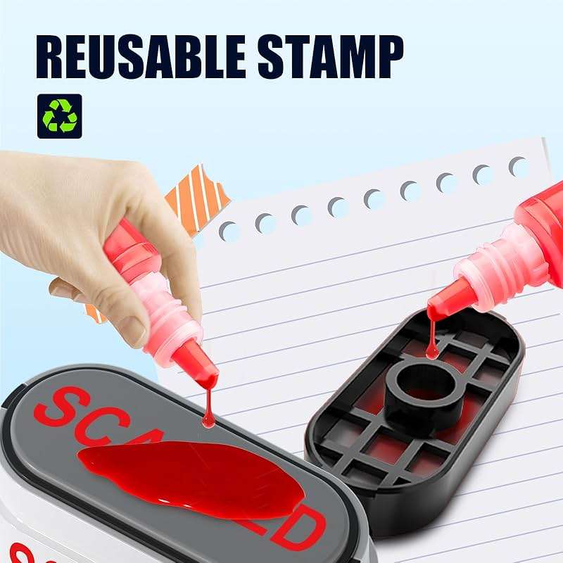 8-in-1 Office Stamps - Self-Inking Office Stamp Set for Paid, Copy, Void, Scanned, Entered, Original, Approved, and Confidential Stamps for Office Message Supplies - Red Ink (Office Stamps) - Image 7