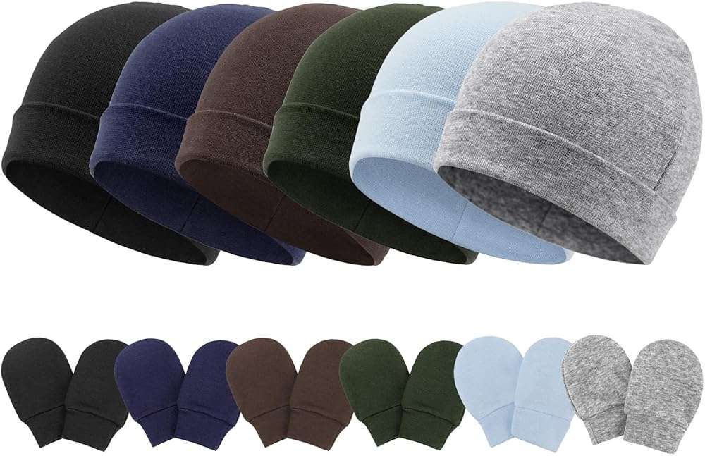 Newborn Baby Hats and Mittens Set Infant Beanie Cap Toddler Gloves Newborn Hospital Hats for Baby Boys Girls Kid 0-6 Months - Image 1