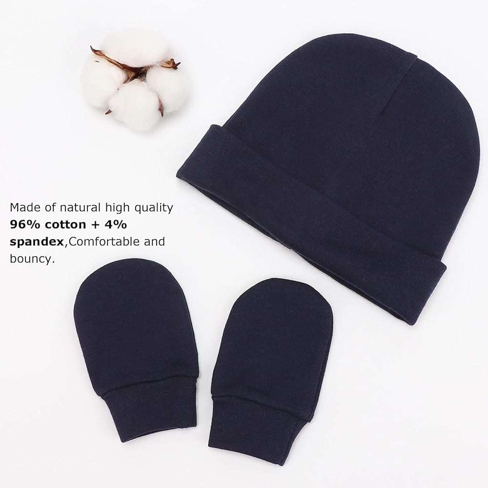 Newborn Baby Hats and Mittens Set Infant Beanie Cap Toddler Gloves Newborn Hospital Hats for Baby Boys Girls Kid 0-6 Months - Image 4