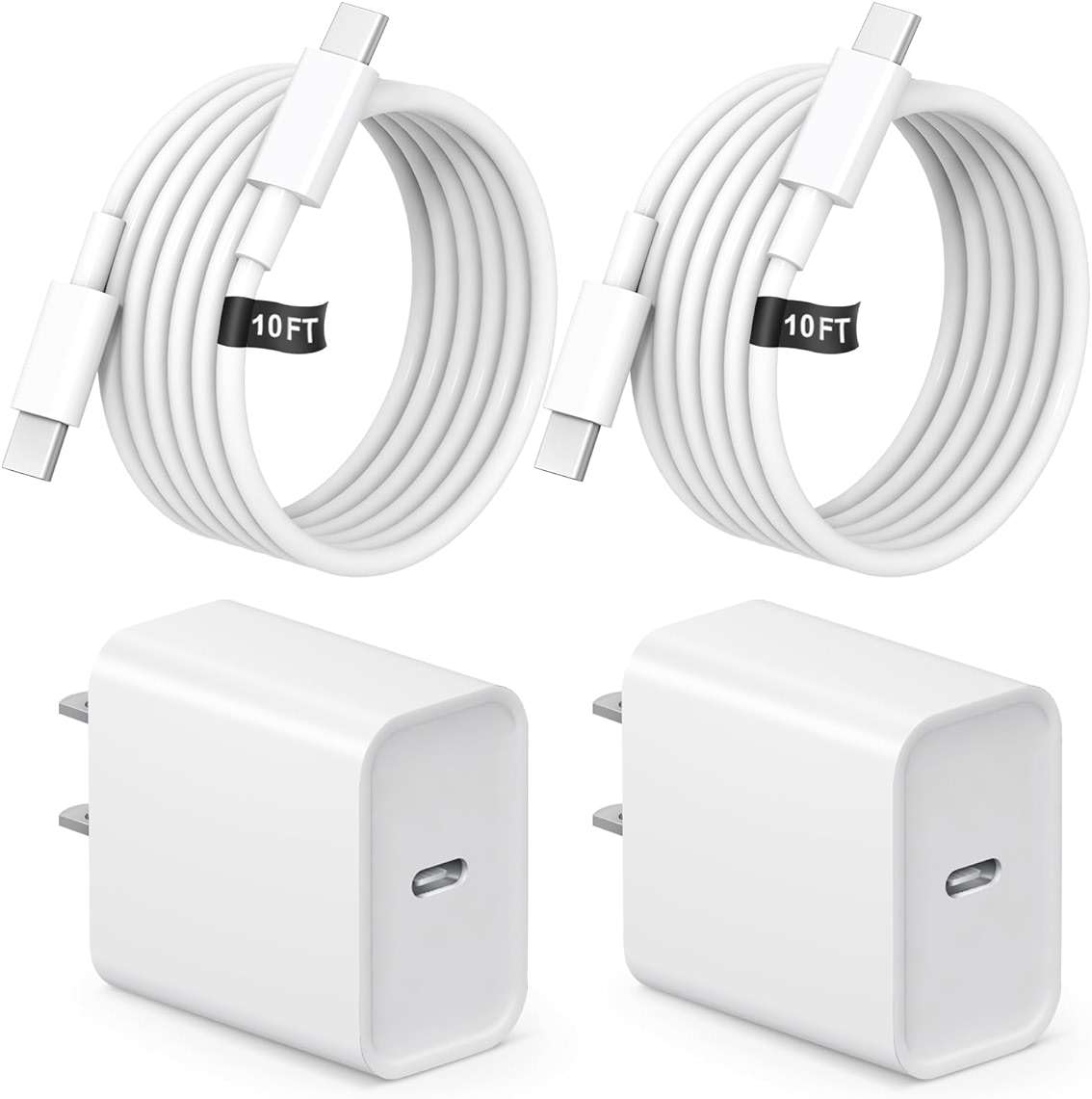 10FT iPhone 17 16 15 Charger Fast Charging USB C Charger Block Type C Chagrer Fast Charging 2-Pack for iPhone 17/17 Plus/17 Pro/17 Pro Max/iPhone 16/16 Plus/16 Pro/16 Pro Max/15/15 Pro Max/Samsung - Image 1