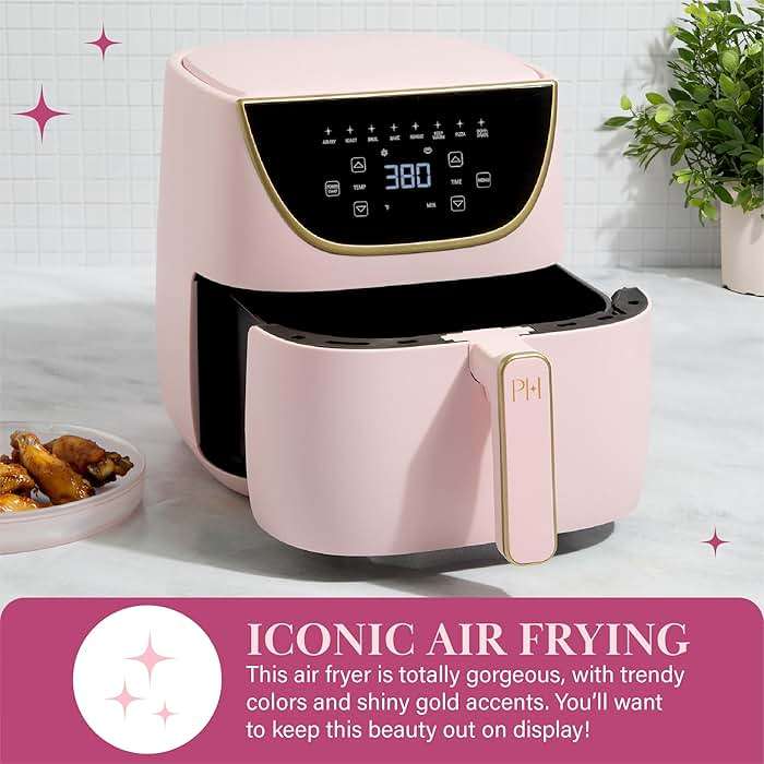 Paris Hilton 6-Quart Air Fryer, Nonstick Basket Made Without PFAS, Touchscreen, 8-in-1 (Fry, Roast, Broil, Bake, Reheat, Keep Warm, Pizza, Dehydrate), Dishwasher Safe Basket and Crisping Tray, Pink - Image 4