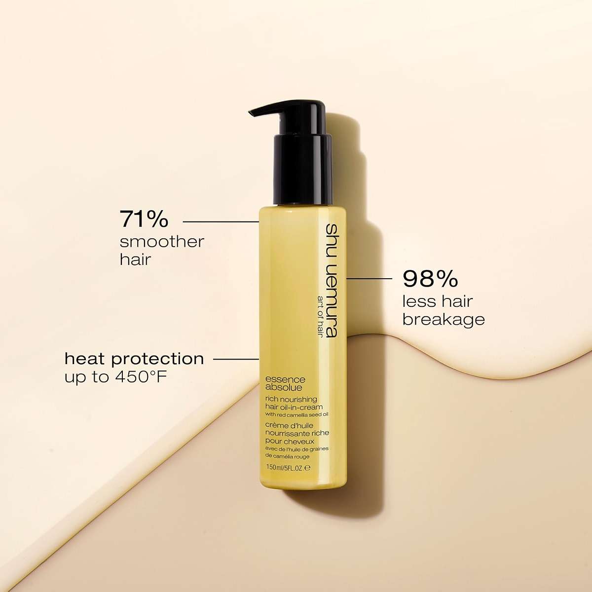 shu uemura art of hair Essence Absolue Nourishing Cream - Protects Against Heat Damage and UV, Hydrates and Smooths, For All Hair Types, 5 Fl Oz - Image 2