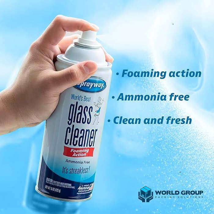 World Group Packing Solutions Glass Cleaner Foam, Foaming Action & Spray, 19oz - 2 Pack - Clean Fresh Scent - Bundled With 2 Microfiber Rags - Image 4