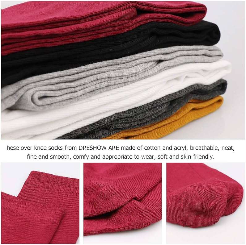 AQOKKA Thigh High Socks for Women Striped Over Knee Thigh Socks Long Boot Thigh High Stockings Leg Warmers for Girls - Image 2