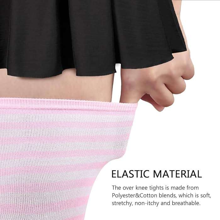 AQOKKA Extra Long Thigh High Socks for Women Striped Over Knee Thigh Socks Long Boot Thigh High Stockings Leg Warmers - Image 3