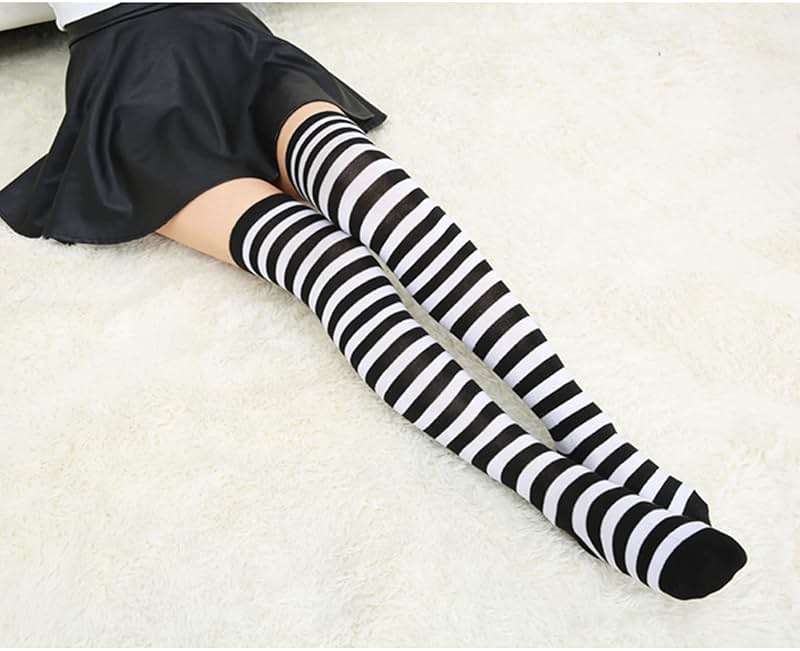 AQOKKA Extra Long Thigh High Socks for Women Striped Over Knee Thigh Socks Long Boot Thigh High Stockings Leg Warmers - Image 6