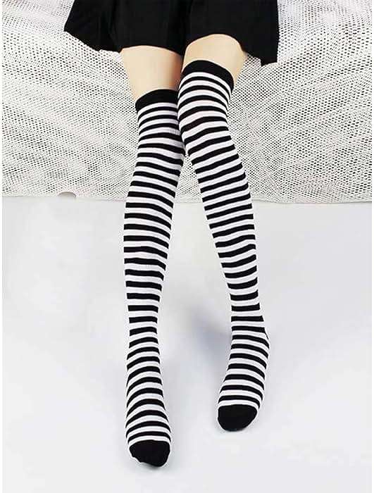 AQOKKA Extra Long Thigh High Socks for Women Striped Over Knee Thigh Socks Long Boot Thigh High Stockings Leg Warmers - Image 7