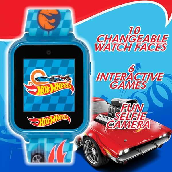Hot Wheels Interactive Kids Smartwatch – Touchscreen Watch with Camera, Games, Voice Recorder, Step Tracker, Alarm & Timer – Racing-Inspired Design, USB Rechargeable – Fits Wrists 5.5" to 8" - Image 3