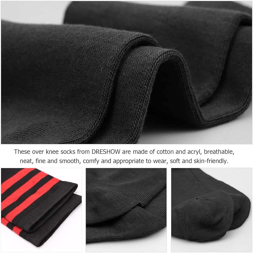 AQOKKA Extra Long Thigh High Socks for Women Striped Over Knee Thigh Socks Long Boot Thigh High Stockings Leg Warmers - Image 5