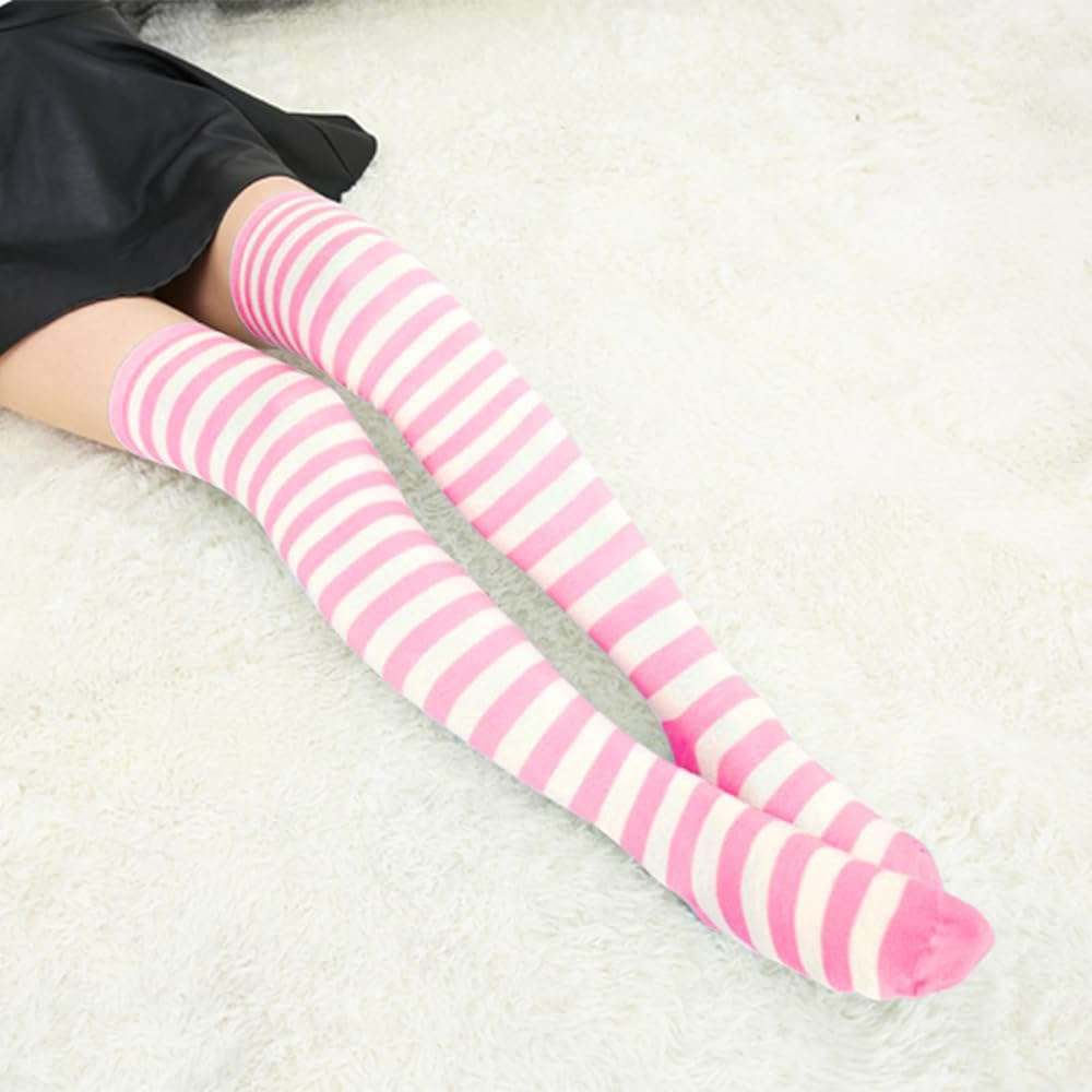 AQOKKA Extra Long Thigh High Socks for Women Striped Over Knee Thigh Socks Long Boot Thigh High Stockings Leg Warmers - Image 7