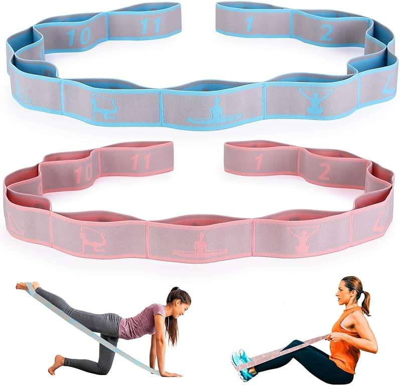 Elastic Yoga Stretching Strap with Loops, CEILIWEN Stretch Straps for Physical Therapy, Pilates Stretch Band, Elastic Exercise Bands, Leg Stretching Strap, Stretch Resistance Bands for Exercise - Image 1