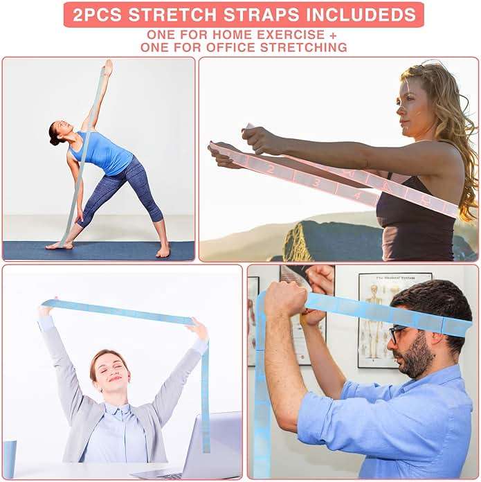 Elastic Yoga Stretching Strap with Loops, CEILIWEN Stretch Straps for Physical Therapy, Pilates Stretch Band, Elastic Exercise Bands, Leg Stretching Strap, Stretch Resistance Bands for Exercise - Image 2