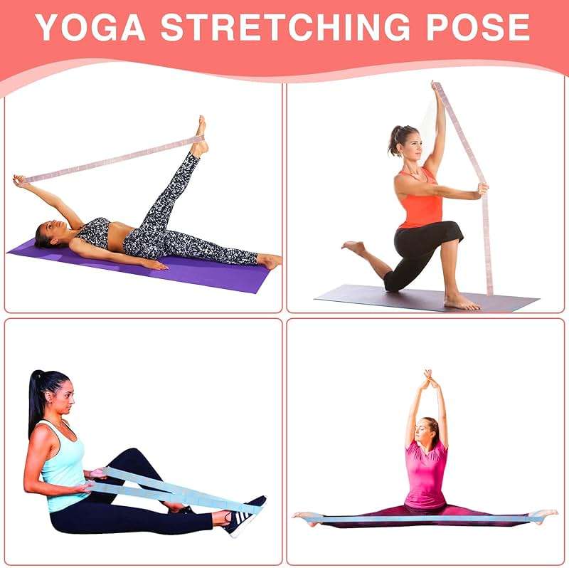 Elastic Yoga Stretching Strap with Loops, CEILIWEN Stretch Straps for Physical Therapy, Pilates Stretch Band, Elastic Exercise Bands, Leg Stretching Strap, Stretch Resistance Bands for Exercise - Image 3