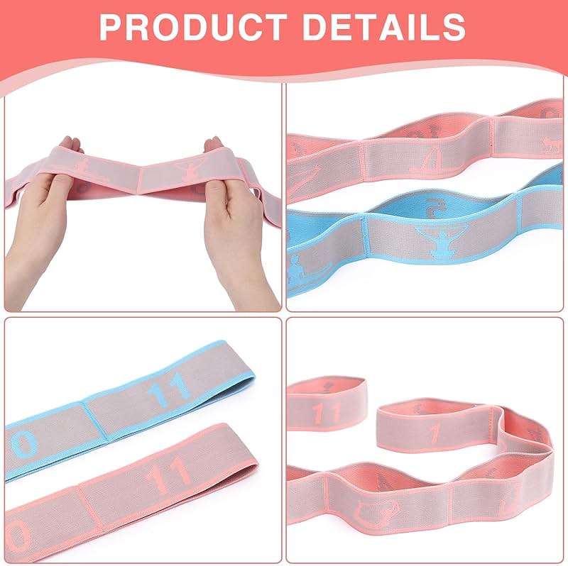 Elastic Yoga Stretching Strap with Loops, CEILIWEN Stretch Straps for Physical Therapy, Pilates Stretch Band, Elastic Exercise Bands, Leg Stretching Strap, Stretch Resistance Bands for Exercise - Image 6