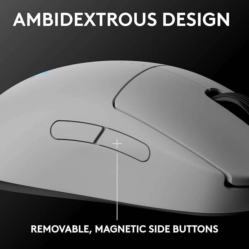 Logitech G PRO 2 Lightspeed Wireless Gaming Mouse, Right- or Left-Handed Mouse with up to 4 Customizable and Switchable Magnetic Side Buttons, 44K DPI Sensor, USB-C Charging, for PC/Mac - White - Image 2