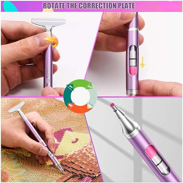 benote Diamond Art Painting Pen Refillable Wax Pen for Diamond Art Kit Accessories Self-Stick Drill Pens with Metal Correction Plate for 5D Craft DIY Nail - B18 - Image 7