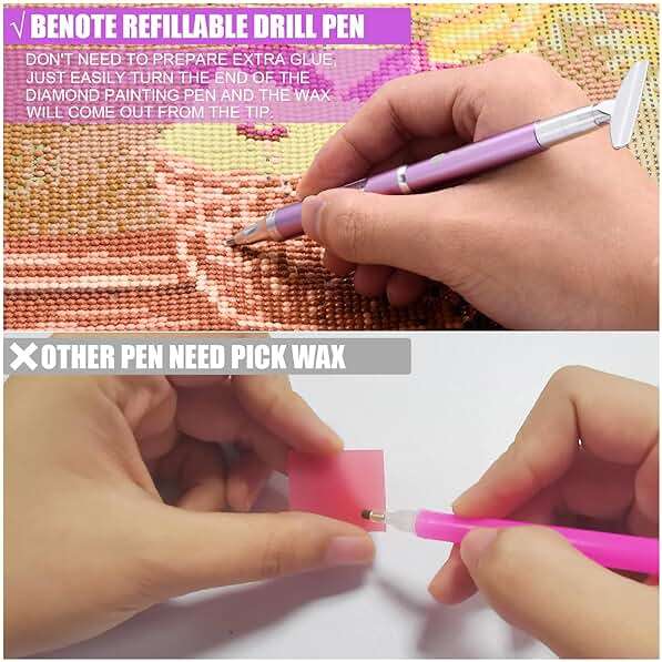 benote Diamond Art Painting Pen Refillable Wax Pen for Diamond Art Kit Accessories Self-Stick Drill Pens with Metal Correction Plate for 5D Craft DIY Nail - B18 - Image 8