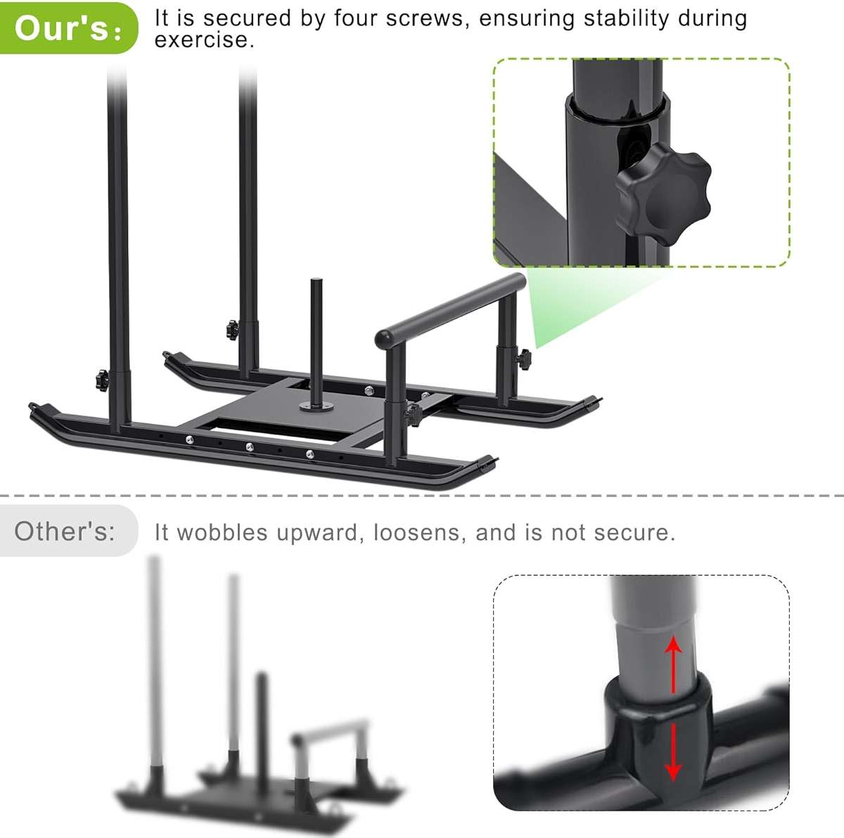 Dolibest Weight Sled, Fitness Sled, Workout Sled for Fitness Strength Training and Speed Improvement, Push-Pull Prowler Training, Suitable for 1-2" Weight Plates, Black - Image 2