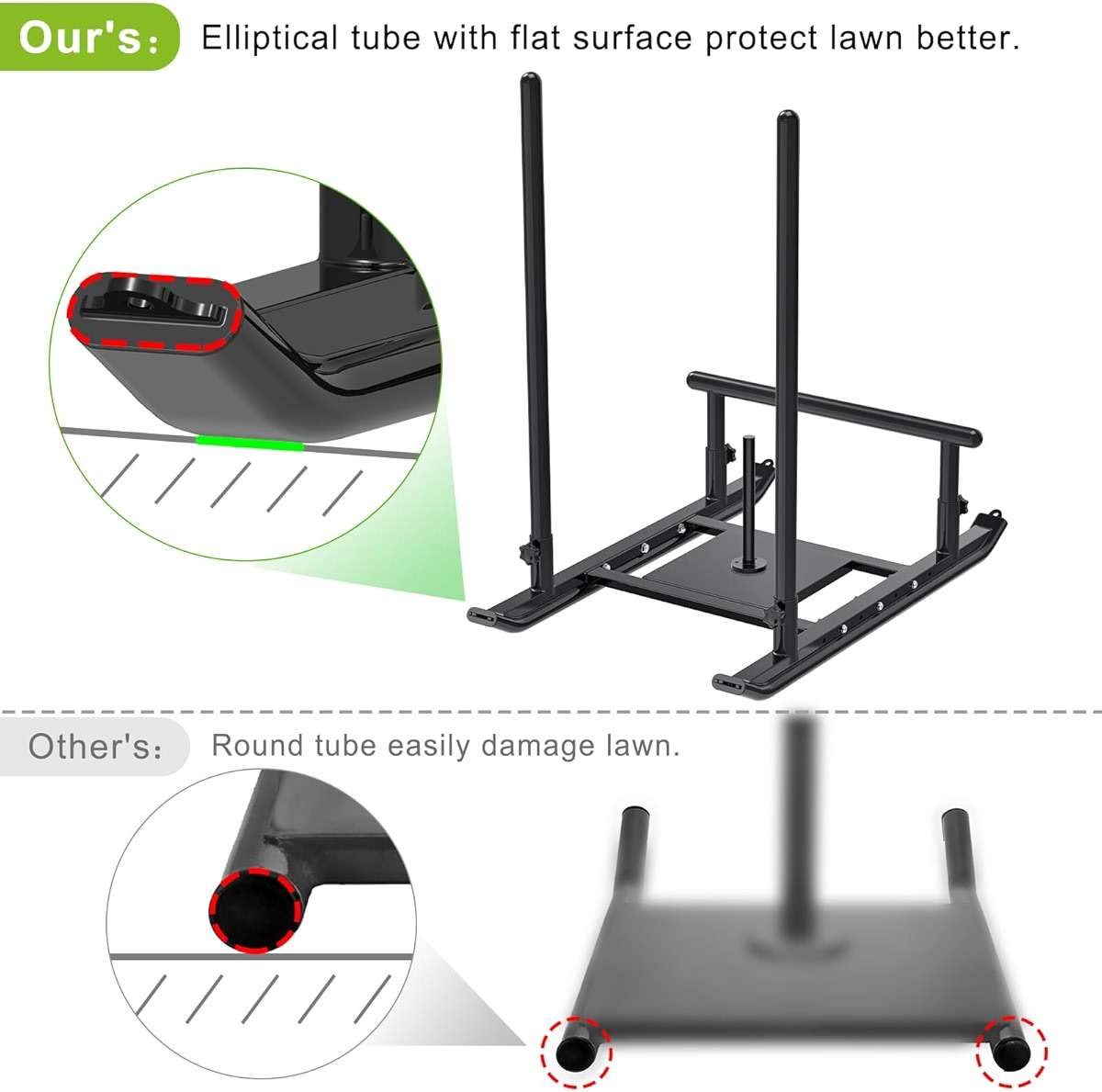 Dolibest Weight Sled, Fitness Sled, Workout Sled for Fitness Strength Training and Speed Improvement, Push-Pull Prowler Training, Suitable for 1-2" Weight Plates, Black - Image 3
