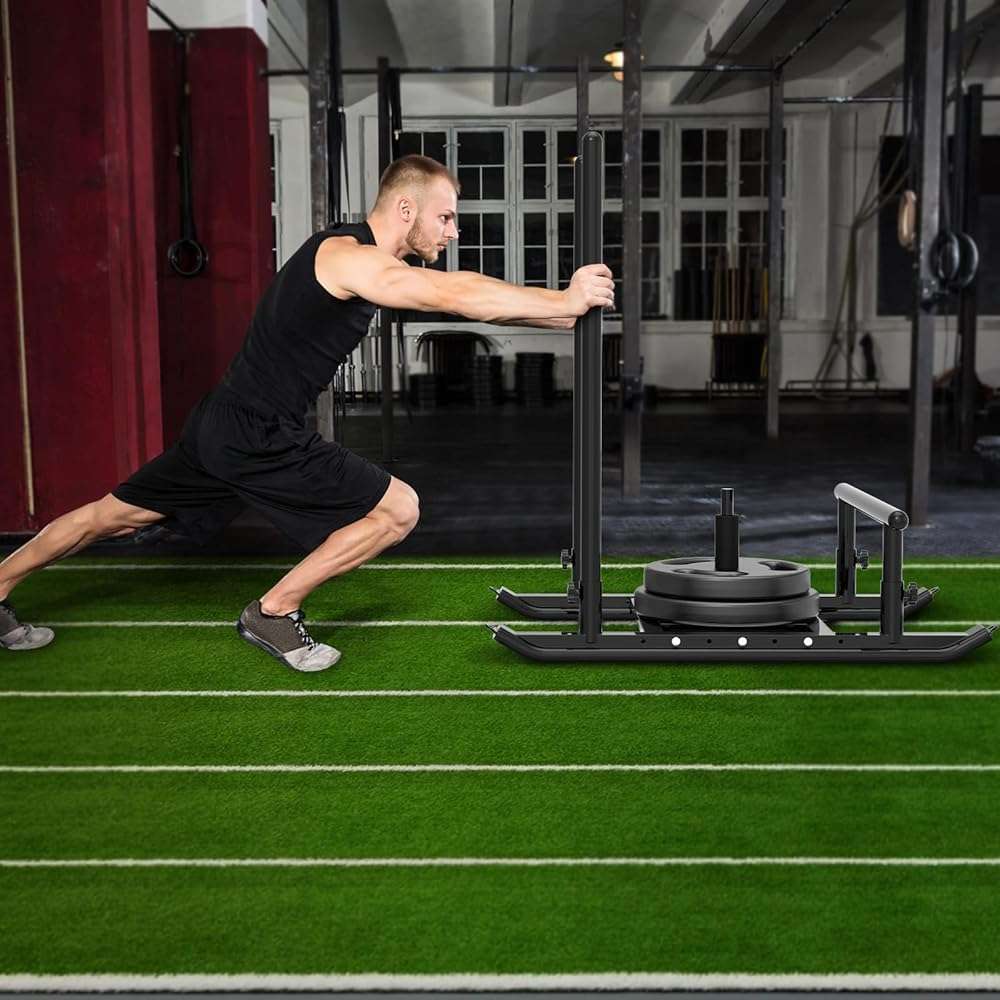 Dolibest Weight Sled, Fitness Sled, Workout Sled for Fitness Strength Training and Speed Improvement, Push-Pull Prowler Training, Suitable for 1-2" Weight Plates, Black - Image 5