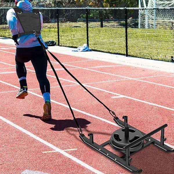 Dolibest Weight Sled, Fitness Sled, Workout Sled for Fitness Strength Training and Speed Improvement, Push-Pull Prowler Training, Suitable for 1-2" Weight Plates, Black - Image 8