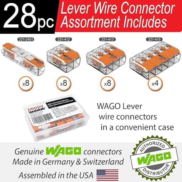 WAGO 221 Lever Nuts 28pc Compact Splicing Wire Connector Assortment with Case | Includes 221-2401, 221-412, 221-413, 221-415 - Image 3