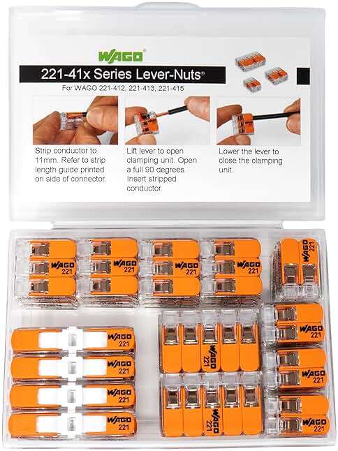 WAGO 221 Lever Nuts 28pc Compact Splicing Wire Connector Assortment with Case | Includes 221-2401, 221-412, 221-413, 221-415 - Image 6