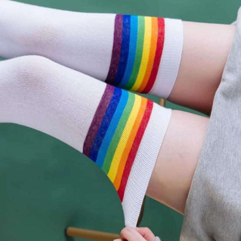 DRESHOW Extra Long High Thigh Socks Striped Over Knee Thin Tights Long Stocking - Image 3