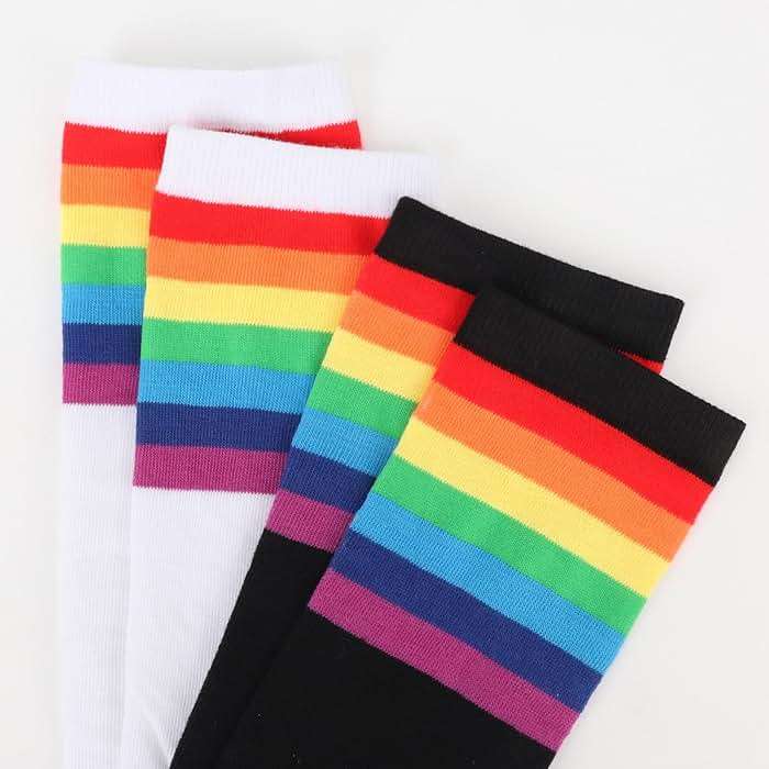 DRESHOW Extra Long High Thigh Socks Striped Over Knee Thin Tights Long Stocking - Image 5