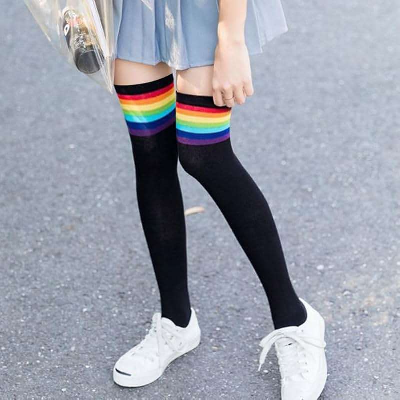 DRESHOW Extra Long High Thigh Socks Striped Over Knee Thin Tights Long Stocking - Image 6