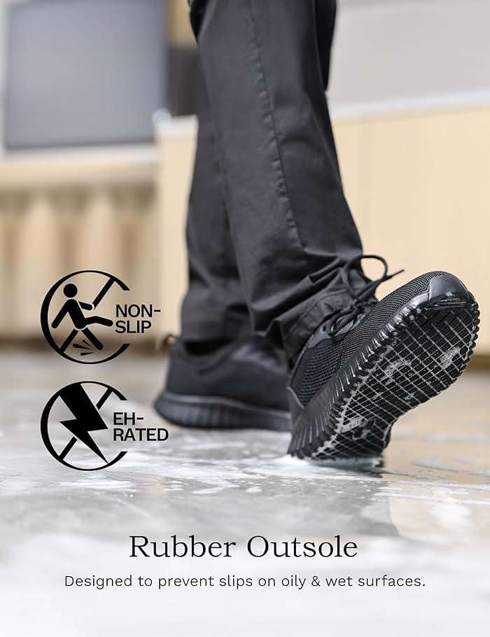 Bruno Marc Men's Non Slip Work Shoes Walking Zapatos Trabajo Black & Lightweight Sneakers Food Service Chef Kitchen Restaurant - Image 2