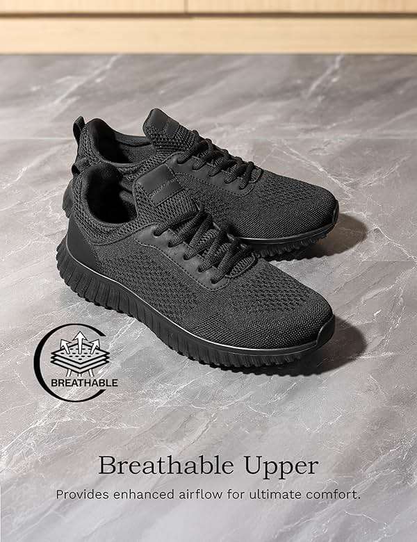 Bruno Marc Men's Non Slip Work Shoes Walking Zapatos Trabajo Black & Lightweight Sneakers Food Service Chef Kitchen Restaurant - Image 3