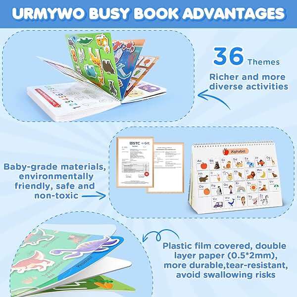 Busy Book for Toddlers 3-5, Preschool Learning Activities, Montessori Learning Educational Toys, Tracing Activity Coloring Books for Kids Ages 4-8, Autism Sensory Travel Toys, Birthday Gifts - Image 4