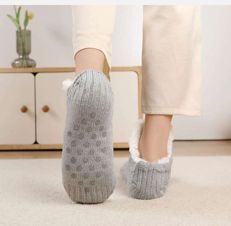 PURFUN Electric Heated Fleece Socks for Women Teens, Winter Cozy Fleece Lining Foot USB Heating Pad Anti-Slip Thermal Christmas Home Knitted Heat Socks Indoor Slippers Foot Warmer Heater Footwear - Image 4