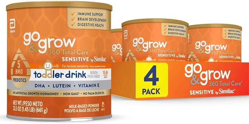 Go & Grow 360 Total Care Sensitive by Similac Toddler Nutritional Drink With 5 HMOs, Powder, 23.3-oz Can, Pack of 4 - Image 1