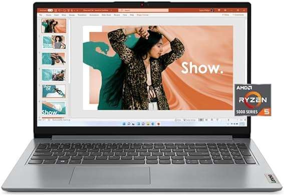 Lenovo IdeaPad 1 Laptop, 15.6” FHD Display, AMD Ryzen 5 5500U, 8GB RAM, 512GB SSD, Windows 11 Home, 720p Camera w/Privacy Shutter, Smart Noise Cancelling, Cloud Grey - Image 2