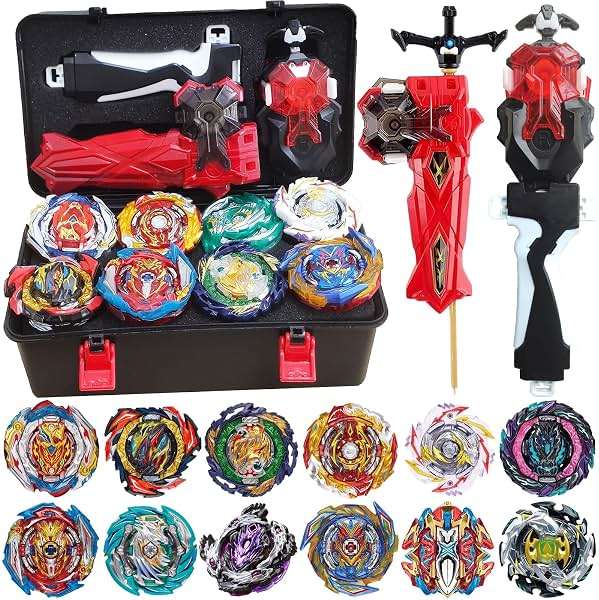 Bey Battling Burst Toy Set, 12pcs Spinning Burst Tops 2 Two-Ways Launchers with Grip, Combat Tops Battle Game with Portable Box Gift for Kids Children Boys 6-12 - Image 1