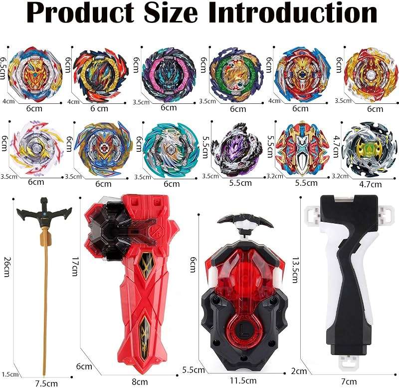 Bey Battling Burst Toy Set, 12pcs Spinning Burst Tops 2 Two-Ways Launchers with Grip, Combat Tops Battle Game with Portable Box Gift for Kids Children Boys 6-12 - Image 2
