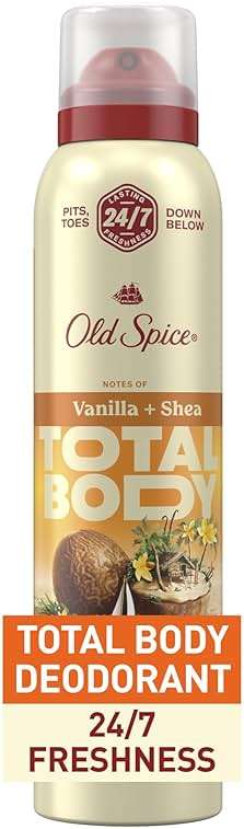 Old Spice Whole Body Deodorant Spray for Men, Aluminum Free, 24/7 Odor Protection, Dermatologist Tested, Gentle on Skin, Safe for Chest, Thighs, Feet, Whole Body Use, Vanilla + Shea Scent, 3.5 oz - Image 1