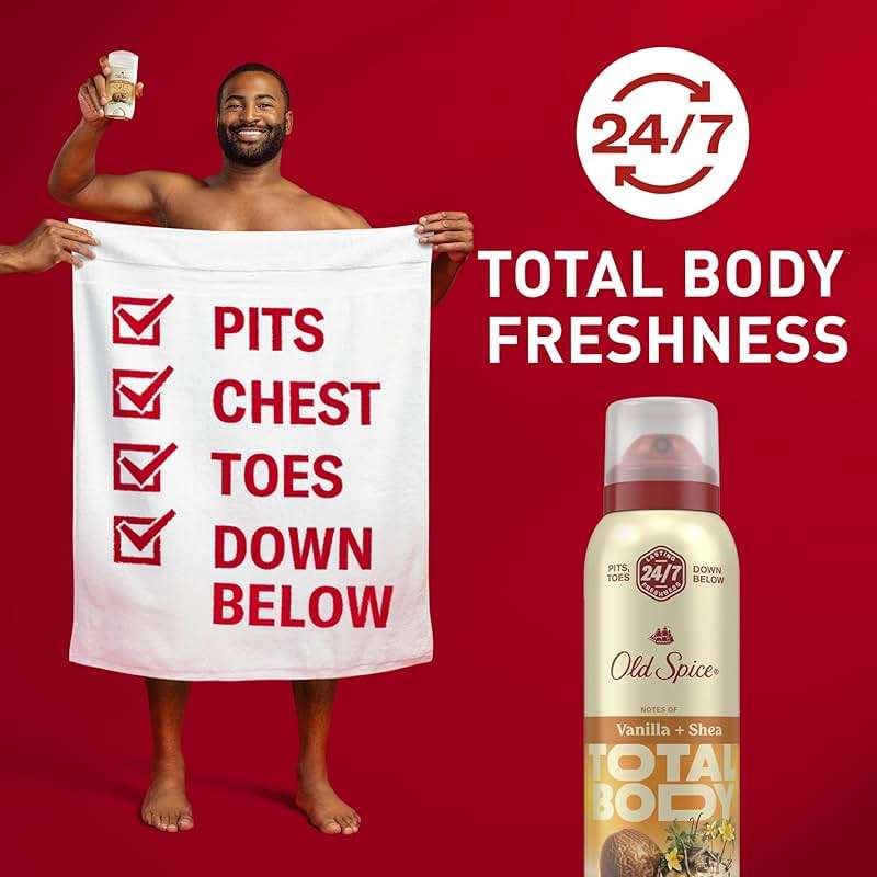Old Spice Whole Body Deodorant Spray for Men, Aluminum Free, 24/7 Odor Protection, Dermatologist Tested, Gentle on Skin, Safe for Chest, Thighs, Feet, Whole Body Use, Vanilla + Shea Scent, 3.5 oz - Image 2