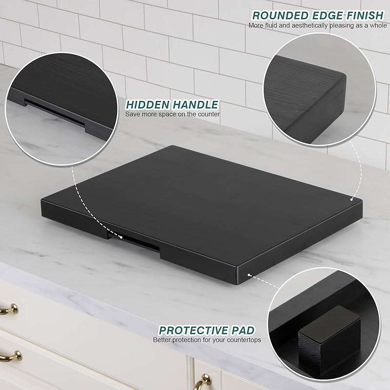 ANBOXIT Appliance Slider, Wooden Sliding Tray for Coffee Maker, Coffee Pot Slider for Counter, Kitchen Caddy Rolling Tray (Classic Black- Wide) - Image 5